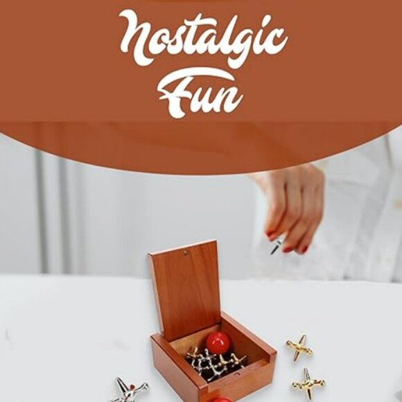 Classic Jacks Game in a Nostalgic Retro Keepsake Wooden Box - NIB/NWT - Picture 4 of 10